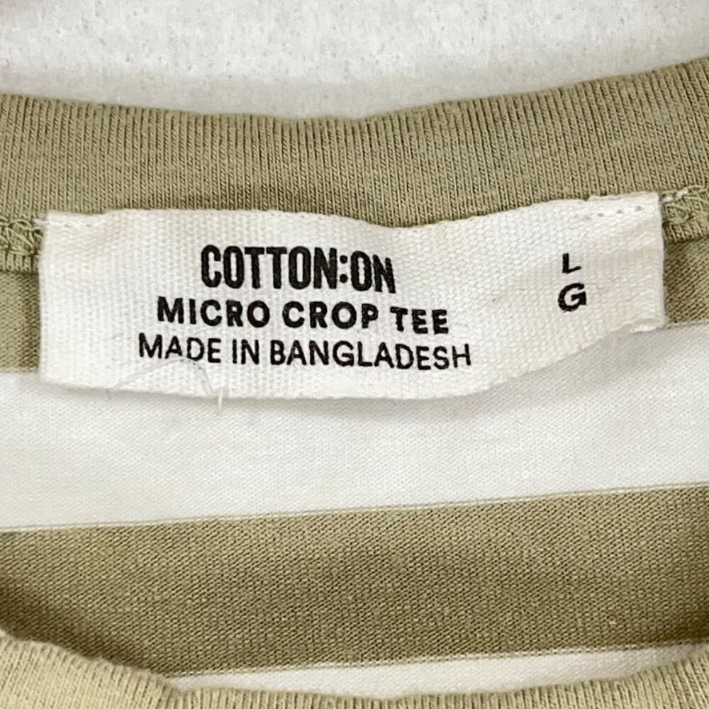 Cotton:On Micro Cropped Baby Tee Striped Stretch Summer Y2K Coquette Festival L - Picture 4 of 6